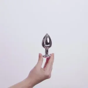 EasyToys Metalen Buttplug Zilver Met Roze Kristal 8 cm