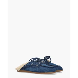 Posa Boat Loafer Mule - Fur Blauw Damesslippers
