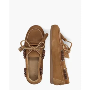 Posa Boat Loafer Brushed Beads Camel Dames Veterschoenen