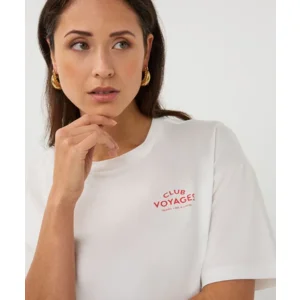 Esqualo T-shirt: Off White / Chili Red, Korte mouw, Voyages ( ESQ.319 )