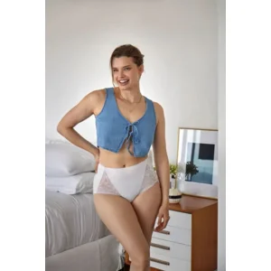 Janira Naadloze Slip: Carey Glam Cotton Band, White,  Maxi slip ( JAN.344 )