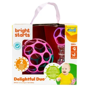Grijpspeeltjes set - Oball - Babybal & rammelaar - Roze/paars