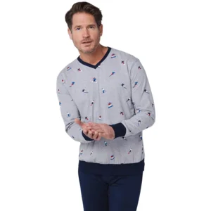 Pastunette Heren pyjama: Grijs, Skimotieven 5 pas.113