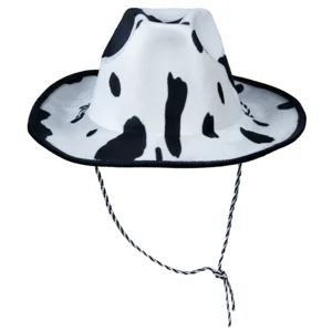Hoed - Cowboy - Wit met koeienprint