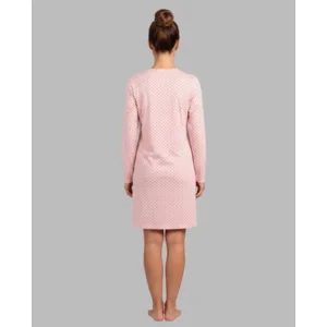 Egatex Nachthemd Dames: Roze met bolletjes, Interlock ( EGA.551 )