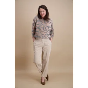 Signe Nature Dames trui: Grijs / Beige ( Signe.1400 )