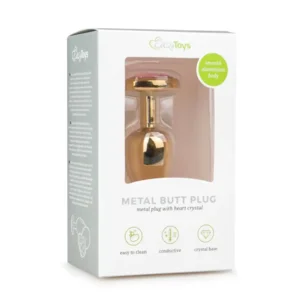 EasyToys Metalen Buttplug Goud Met Roze Hartsteen 7 cm