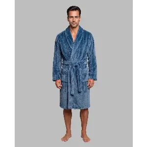Egatex ( Soy ) Kamerjas Heren: Blauw licht gestreept, Fleece warm ( EGA.552 )