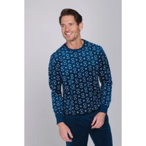 Pastunette Heren Pyjama: Blauw, Fleece, tot 3xl ( PAS.193 )