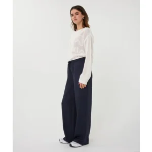 Esqualo Dames zomer trui: Wit, grof gebreid, 3d banden ( ESQ.327 )