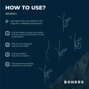 Boners Triple Cockring Voor Penis & Ballen
