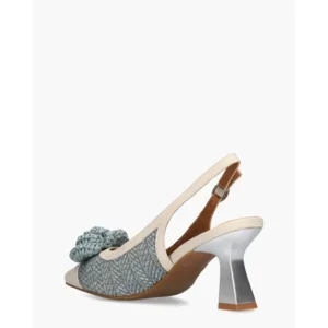 Di Lauro Deriva Beige/Blauw Dames Slingbacks