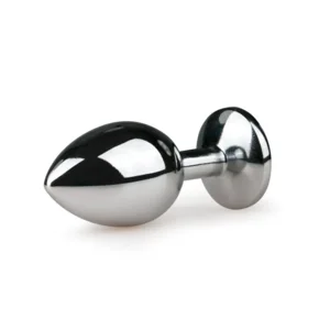 EasyToys Metalen Buttplug Zilver Met Heldere Kristal 8 cm