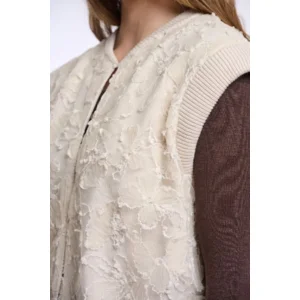 Rino & Pelle Bodywarmer: Ries, Birch ( ecru kleur ), met kant afgewerkt  ( RINO.97 )