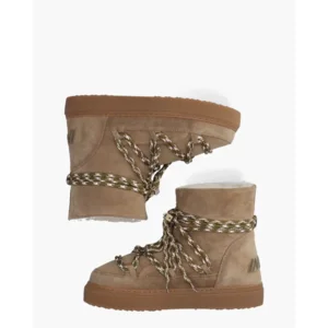 Inuikii Suede Double Tie Taupe Dames Veterboots