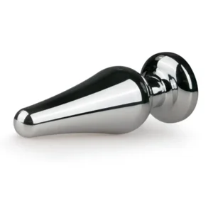 EasyToys Metalen Buttplug Zilver Met Roze Kristal 12 cm