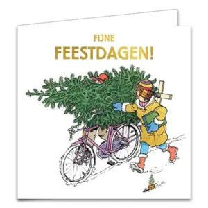 Kaarten - Kerst - Jan van Haasteren - Fiets & kerstman van slee - 10st.