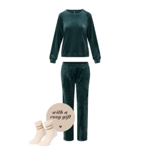 Lingadore Velvet Mood homewear in donkergroen