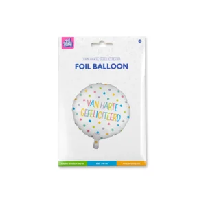Folieballon - Van harte gefeliciteerd - Stippen - 46cm
