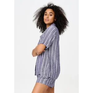 Lingadore Stripes shortama in denim blauw