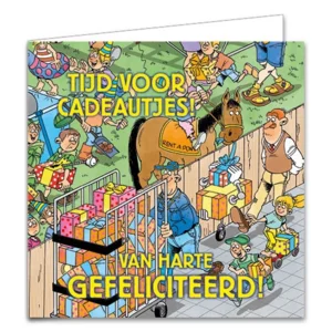 Kaartenmapje - 10st. - 4 designs - Jan van Haasteren - Tijd voor cadeautjes - 12x12cm