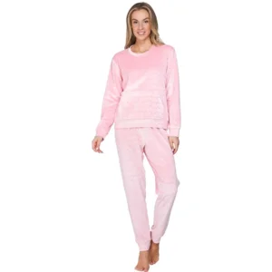 Pastunette dames pyjama: Licht roze, Fleece, Warm en zacht ( PAS.192 )
