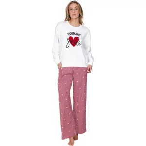 Pastunette Dames Pyjama: Rood, French Terry ( PAS.194 )