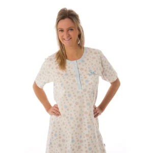 Perlina nachthemd dames: Babette, Blauw, lengte 100cm ( LINA.122 )