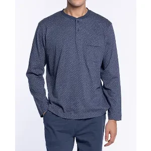 Punto blanco Pyjama Heren: blauw met motief, 100% Katoen ( PUN.79 )
