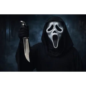 Masker - Ghost face - Met capuchon, handschoenen & dolk - Licentie