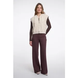 Rino & Pelle Bodywarmer: Ries, Birch ( ecru kleur ), met kant afgewerkt  ( RINO.97 )