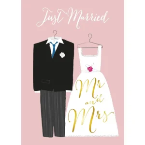 Kaart - Just married, Mr and Mrs - ME - LGA.0009 - 16x22cm