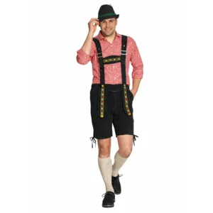 Lederhose - Johann - Zwart - Kort - Verstelbare bretels - XXL