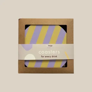 Onderzetters Gestreept Geel Lila x4 De Lange Tafel