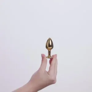 EasyToys Metalen Buttplug Goud Met Paarse Steen 7 cm