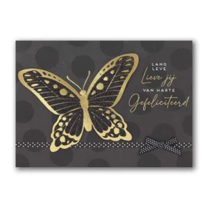 Kaart - Gefeliciteerd, vlinder - Glitter & Glamour - LLE.3020