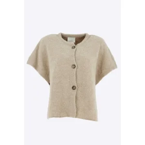 Signe Nature Dames Gilet: Beige, met knopen, mouwloos  ( Signe.1396 )