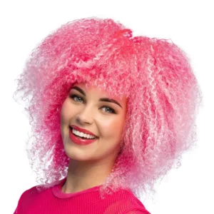 Pruik - Neon roze - Suikerspin