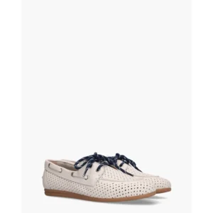 Si Zerrin Off-White/Donkerblauw Dames Veterschoenen