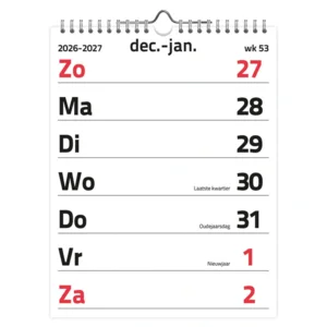 Kalender - Grootletters - XL - 2027 - 21x34cm