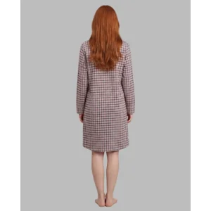 Egatex Senoretta Nachthemd Dames: Doorknoop model, Bordeaux karree ( EGA.553 )