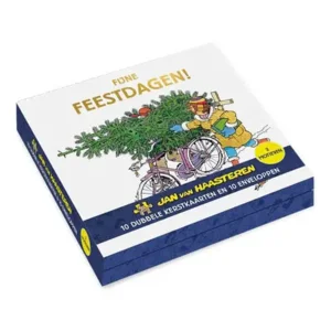 Kaarten - Kerst - Jan van Haasteren - Fiets & kerstman van slee - 10st.
