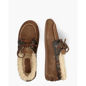 Posa Boat Loafer Brushed Fur Bruin Dames Veterschoenen