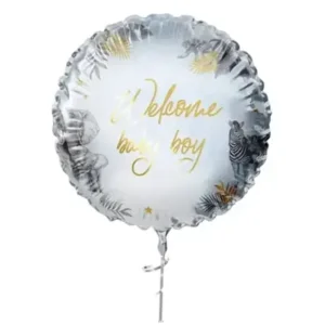 Folieballon - Welcome baby boy - Safari - 45cm - Zonder vulling