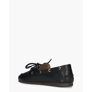 Posa Boat Loafer - Soft Leather Zwart Dames Veterschoenen
