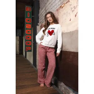 Pastunette Dames Pyjama: Rood, French Terry ( PAS.194 )