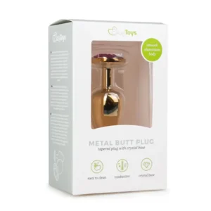 EasyToys Metalen Buttplug Goud Met Paarse Steen 7 cm