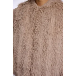 Rino & Pelle bodywarmer: Alvita, Oat ( beige ) kleur, bont ( RINO.113 )