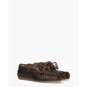 Posa Boat Loafer Wrinkle Donkerbruin Dames Veterschoenen