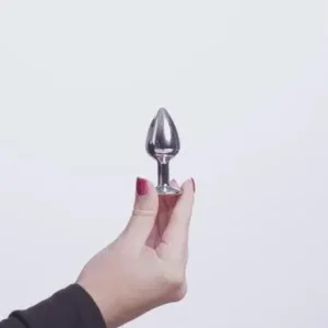 EasyToys Metalen Buttplug Zilver Met Heldere Kristal 10 cm